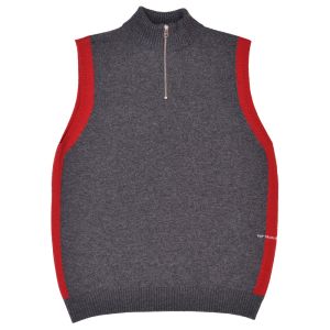 Pull Pop Trading Company Halfzip Knitted Vest Charcoal Rio Red