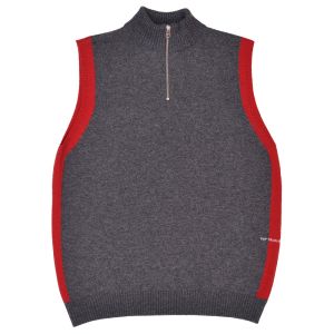 Pull Pop Trading Company Halfzip Knitted Vest Charcoal Rio Red