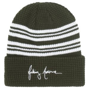 Bonnet Fucking Awesome Cursive Waffle Cuff Beanie Green